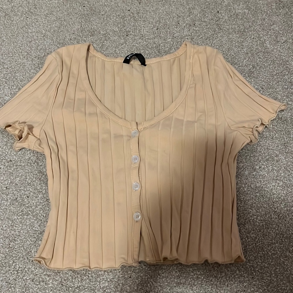 cropped button tee